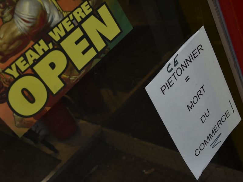 De Brusselse horeca en handelszaken protesteren tegen de piétonnier.