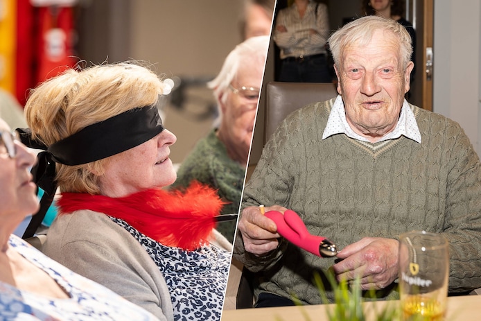 Blinddoeken en veertjes: de drempel ligt laag. En ook de heren laten zich niet onbetuigd.