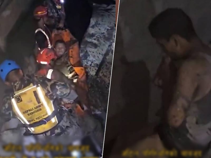 Straffe beelden tonen het moment waarop reddingswerkers overlevenden in tunnel bereiken, dagen na overstromingen in Nepal