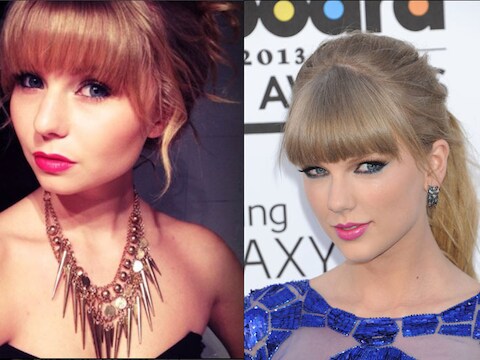 Links lookalike Xenna Kristian en rechts Taylor Swift.