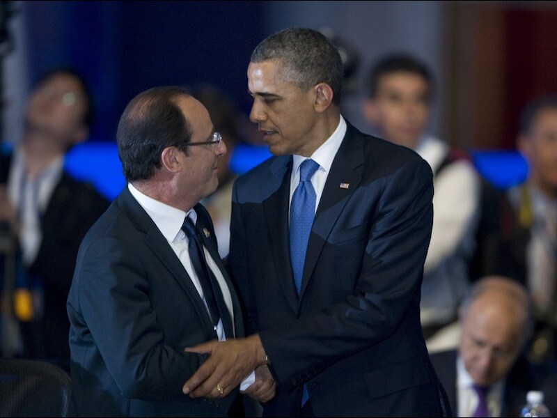 François Hollande en Barack Obama op de G20 in Mexico.