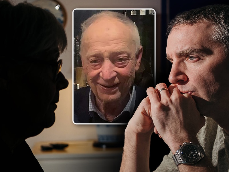 Maria legt aan onze journalist (rechts op de foto) uit waarom ze vraagtekens zet bij het overlijden van haar geliefde Johan.