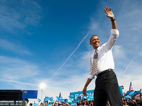 Barack Obama op campagne in Las Vegas in de staat Nevada.