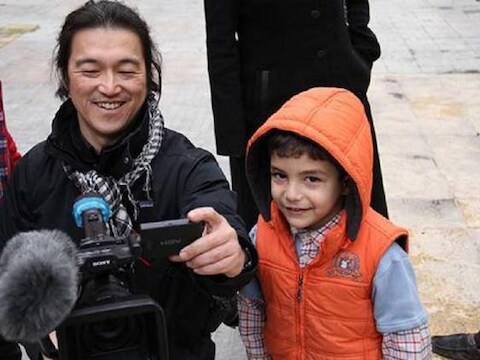Een foto van Kenji Goto Jogo tijdens een van zijn reizen naar Syrië.