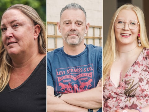 Nathalie, Dave en Paulien tonen het litteken waar ze deze zomer mee moesten leven. “Dit is mijn manier om het een plaats te geven.” 