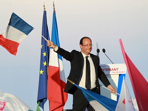 François Hollande, hier nog eerder deze week op campagne in Toulouse, zou volgens de eerste prognoses het pleit winnen.