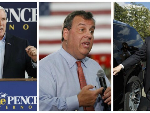 Vlnr: Mike Pence, Chris Christie en Newt Gingrich.