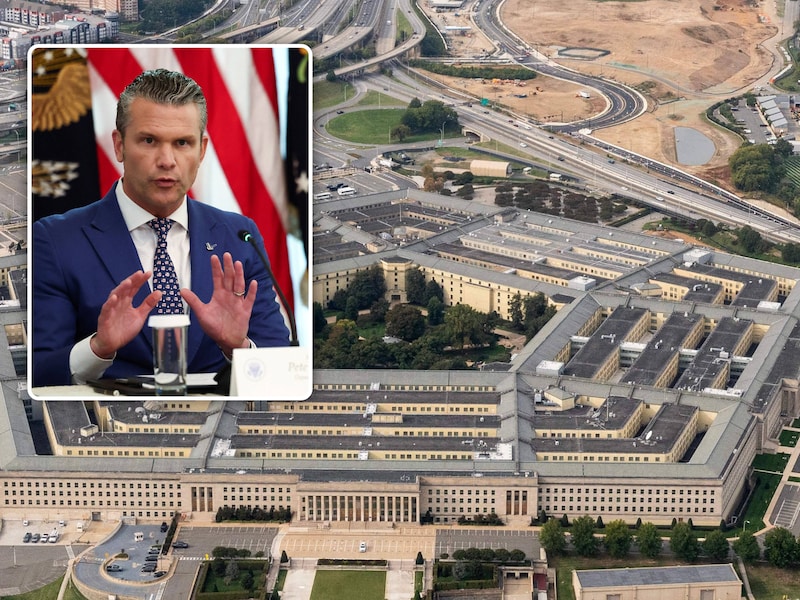 Het Pentagon in Virginia. Inzet: Amerikaanse minister van Defensie Pete Hegseth. 