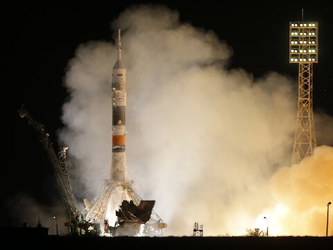 De ISS-capsule werd gelanceerd in Kazachstan.