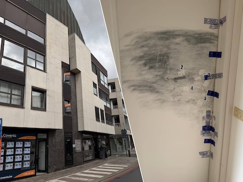 Op een appartement in de Wallenstraat in Roeselare werd het  levenloos lichaam van de vrouw gevonden. / De verzegelde deur van het appartement.