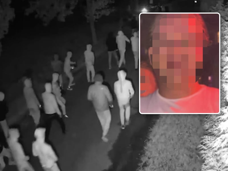 Een beveiligingscamera filmde een grote groep gewapende mannen in Overasselt. Inzet: Doelwit van de raid: Jan G.