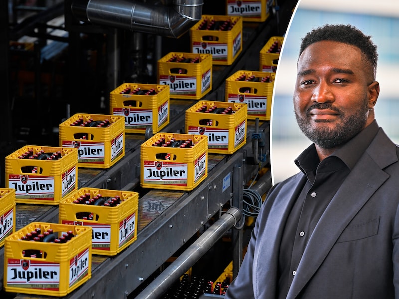 Jupiler is één van de merken van bierbrouwer AB Inbev. Rechts: HLN-geldexpert Chris Sugira.