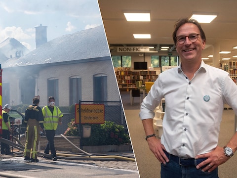 ILLUSTRATIEBEELD. Brand Hundelgemsesteenweg Oosterzele / Burgemeester Orville Cottenie.