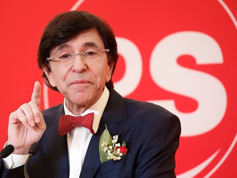 PS-voorzitter Elio Di Rupo, vandaag tijdens zijn 1 mei toespraak in Baudour.