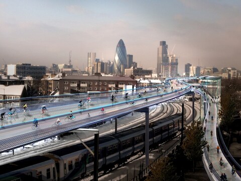 Zo moet de Britse hoofdstad er voor de fietser uitzien volgens een team van Britse architecten.