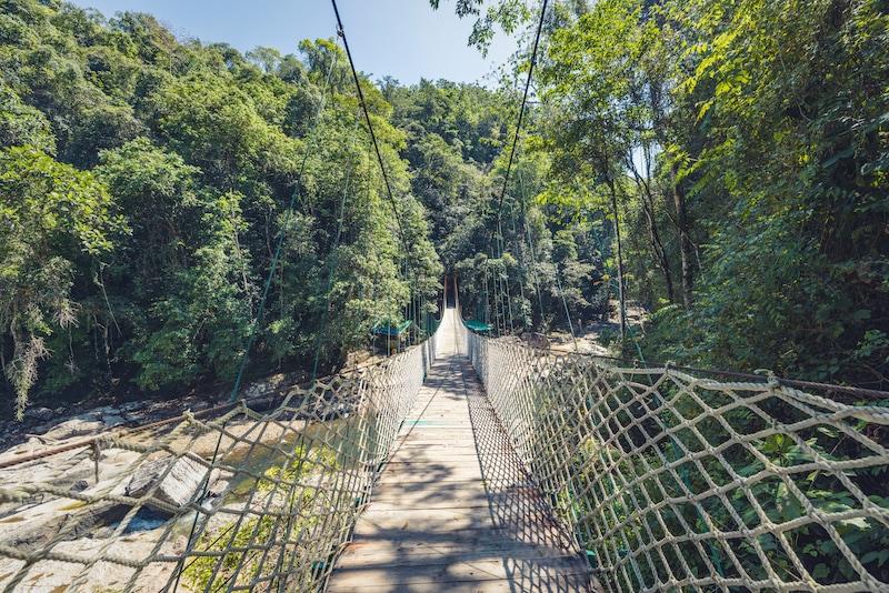 Archive image. The suspension bridge near the popular Cunca Wulang waterfall on the Indonesian island of Flores in better times.
