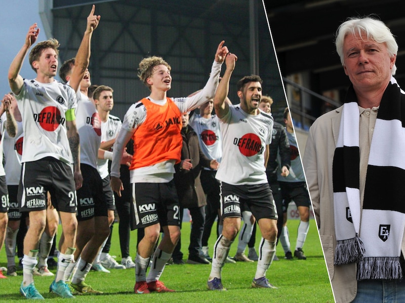 SK Roeselare viert na een overtuigende zege. De West-Vlamingen zijn ambitieus voor het komende seizoen in eerste afdeling. Jannes Tant (r.) wil met Eendracht Aalst Lede hogerop.
