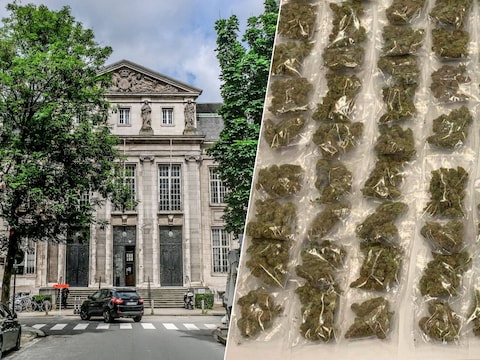 Rechtbank in Kortrijk. / In de zak zaten 49 gripzakjes met telkens 0,25 gram cannabis. (Foto ter illustratie, niet van deze zaak.)