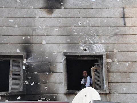 Een Syrische vrijheidsstrijder in Aleppo.