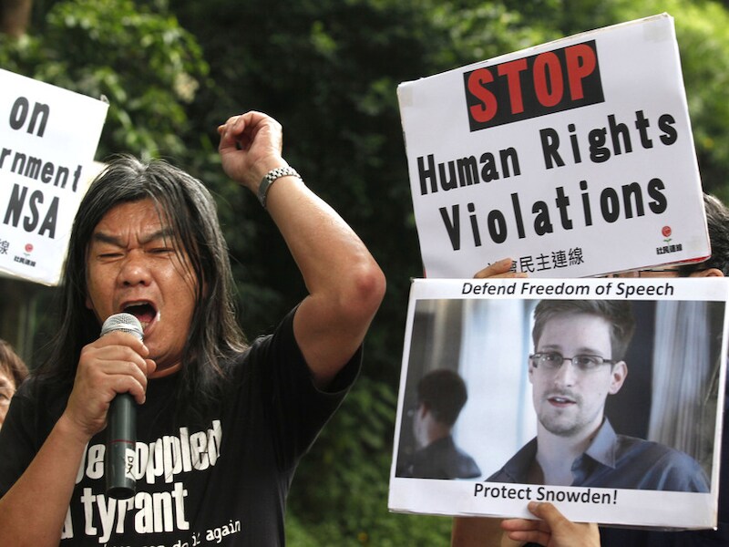 Supporters van Snowden in Hong Kong.