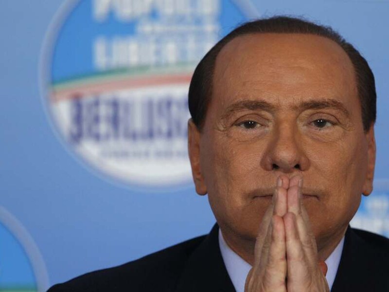 Silvio Berlusconi vandaag op een persconferentie in Rome.