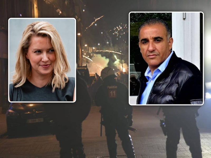 Schepen Karim Bachar (r.) heeft nog wel wat vragen aan burgemeester Els van Doesburg (l.) over ‘Operatie Nemesis’ van de politie in Antwerpen tijdens oudjaar.