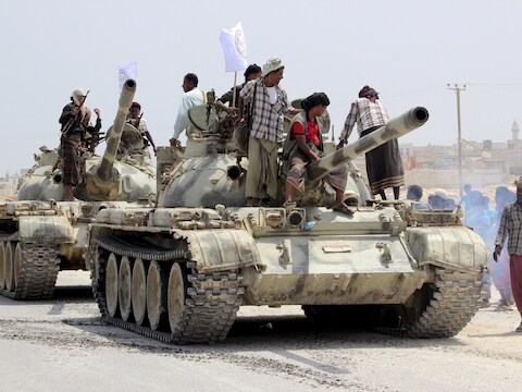Een tank van het leger in de provincie Hadramawt.