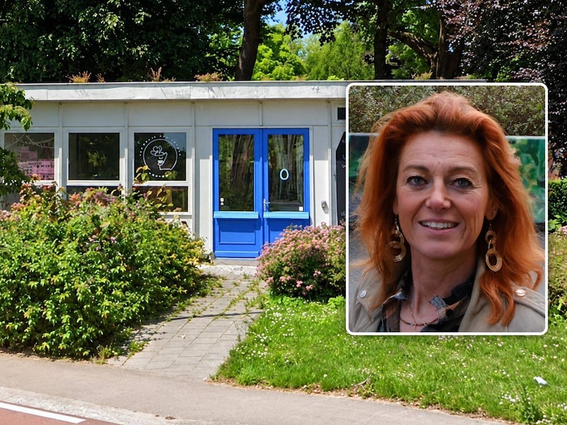 Het vroegere kaartershuisje in het Astridpark, dat enkele jaren geleden gesloopt werd. Er komt géén nieuw kaartershuisje / (inzet: archiefbeeld van burgemeester Ruth Vandenberghe)