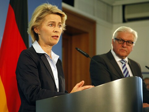 De Duitse minister van Defensie Ursula Von der Leyen en haar collega van Buitenlandse Zaken Frank-Walter Steinmeier.