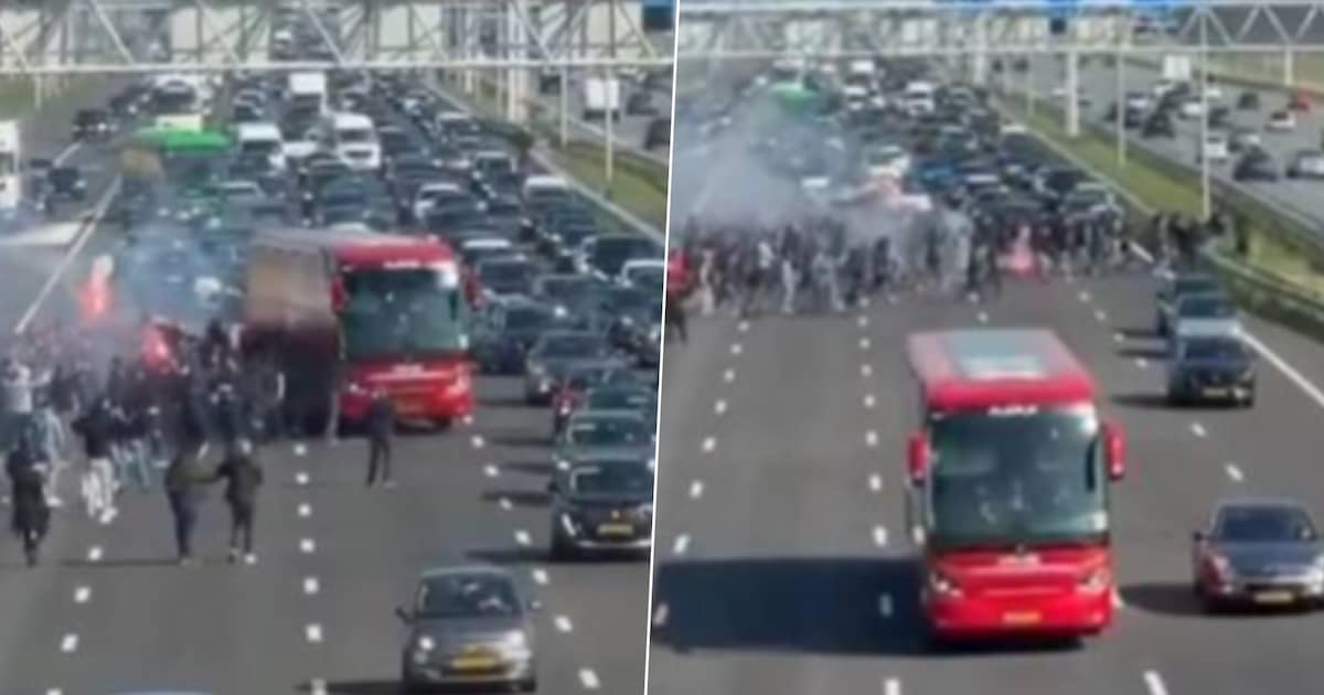 KIJK. Levensgevaarlijke taferelen: Ajax-fans lopen met Bengaals vuurwerk snelweg op, om ploeg aan te