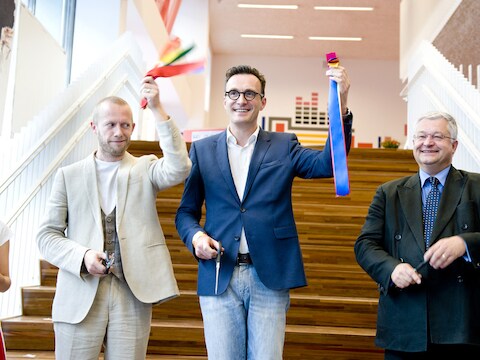 Bruno De Lille (Groen), Pascal Smet (sp.a) en Guy Vanhengel (Open Vld).