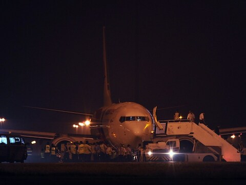Malaysia Airlines Boeing 737-800, vlucht MH192, na de noodlanding.
