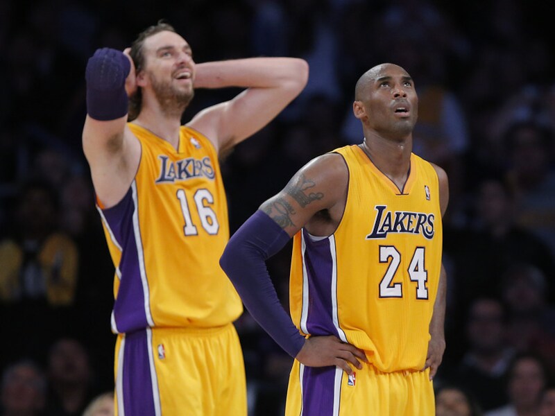 Gasol en Bryant kunnen het nauwelijks geloven.