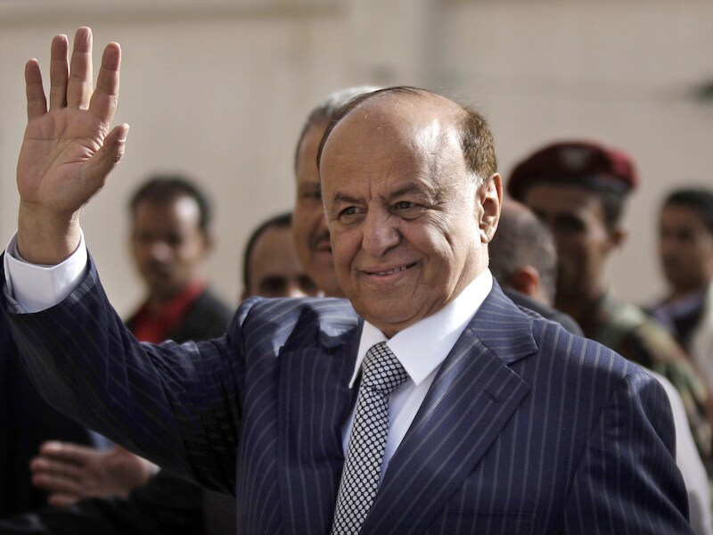 De Jemenitische president Abed Rabbo Mansour Hadi in een archieffoto uit 2012.