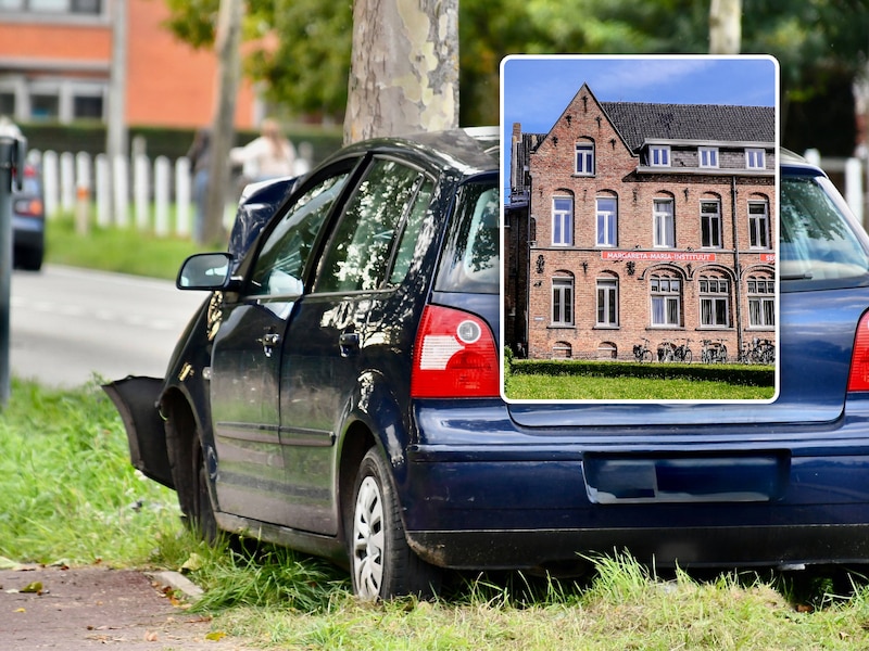 Langs de Diksmuidesteenweg in Hooglede gebeurde zaterdagmiddag een dodelijk ongeval. Inzet: het MMI in Kortemark.