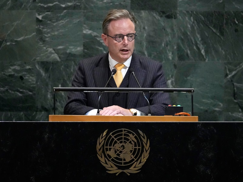 Premier De Wever tijdens zijn speech donderdagavond.