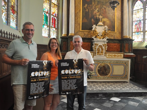 Schepen van Cultuur Jan Deheegher, coördinator Mens Tiebe De Bruycker en algemeen directeur Geert Van Kerckhove willen iedereen warm maken voor de kunstroute ‘Cultus’. 