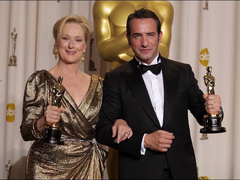 Meryl Streep en Jean Dujardin op de 84e Oscars.