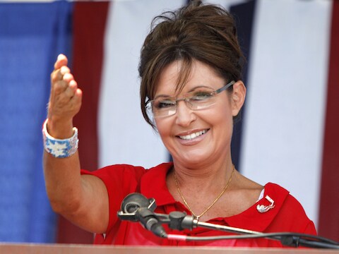 Sarah Palin op 14 juli 2012 in Belleville, Michigan.