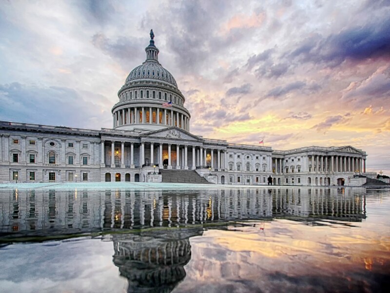 The Capitol in Washington DC, waar het Amerikaanse Huis van Afgevaardigden zetelt.