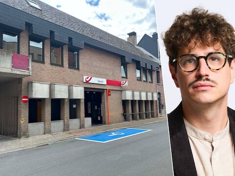 Bpost-filiaal in Merchtem gesloten wegens hagelschade. Op foto: Mathieu Goedefroy, woordvoerder bpost.