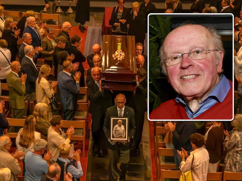 Bomvolle kerk neemt afscheid van uitvaartverzorger Marc (75): “Club zal nog veel scoren, en het orkest blijft verder spelen”