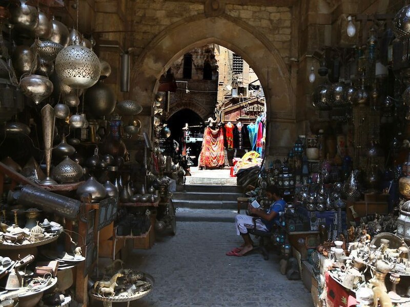 De historische Khan al-Khalili markt in Caïro
