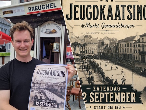 Breughel Bar Brocante organiseert tijdens de eerste Nationale Cafédag de allereerste Jeugdkaatsing op de Markt van Geraardsbergen., Jeugdkaatsing op de Markt van Geraardsbergen.