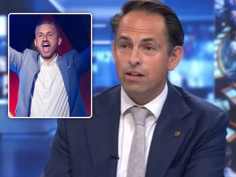 Vlaams-Belang voorzitter Tom Van Grieken in de studio van VTM NIEUWS. Inzet: Ulrich Siegmund wil de extreemrechtse AfD aan de macht brengen in de Duitse deelstaat Saksen-Anhalt.