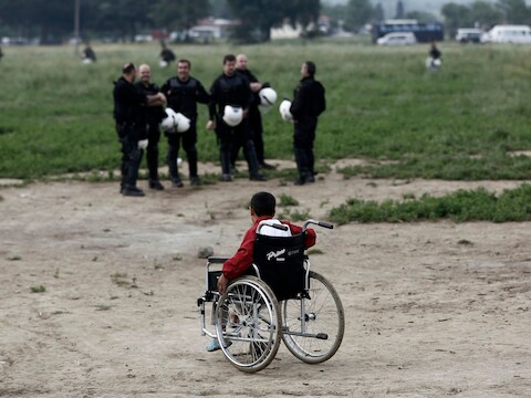 Een vleuchteling in het kamp nabij het Griekse Idomeni.