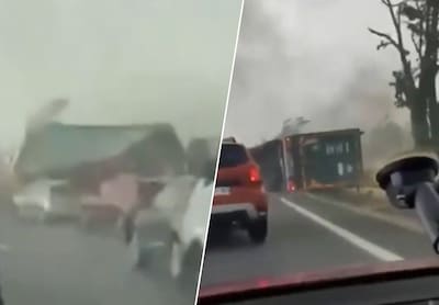 Indrukwekkende beelden: twee vrachtwagens omvergeblazen door minitornado in Frankrijk