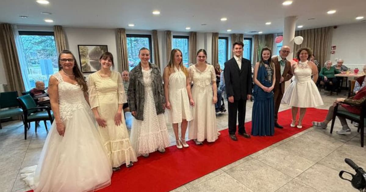 Personeel pakt uit met modeshow in bruidskledij: Valentijn zorgt voor grote glimlach in WZC De Hoef