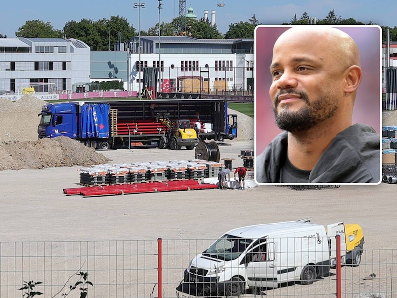 Vincent Kompany tussen de kranen, vrachtwagens en bergen zand: Bayern München hervat trainingen op een bouwwerf