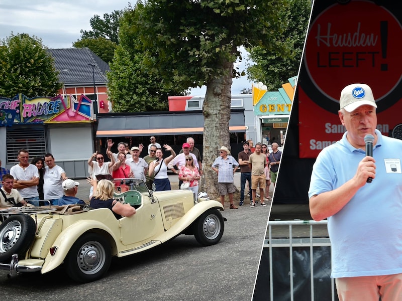 Heusden leeft tijdens het Oldtimertreffen. Inzet: Guy De Schuyter presenteert